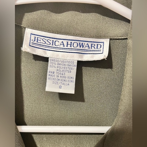 Vintage Jessica Howard Army Green Long Womens Dress Sz.8 - Picture 5 of 7